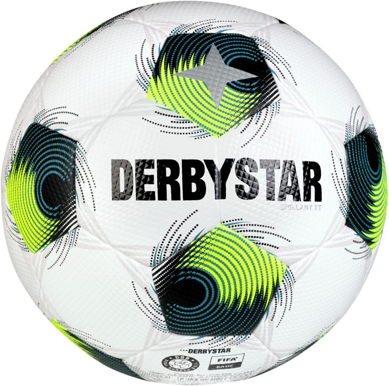 DERBYSTAR Fußball Brillant TT DB v24 weiß/gelb/petrol Gr. 5 Vorderseite